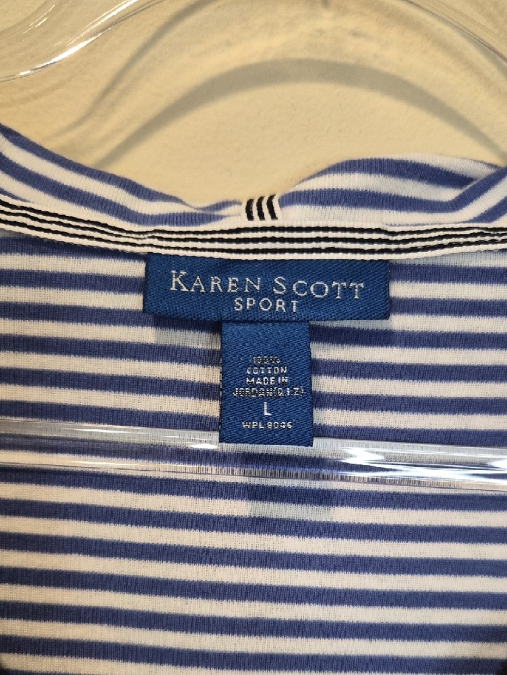 Karen Scott Navy & White Striped Hooded Knit Pullover - Picture 2 of 10